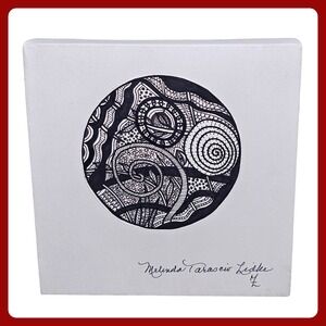 Original Mandala Art Signed 8x8 Canvas Handmade Drawing Boho Wall Decor NEW MTL4